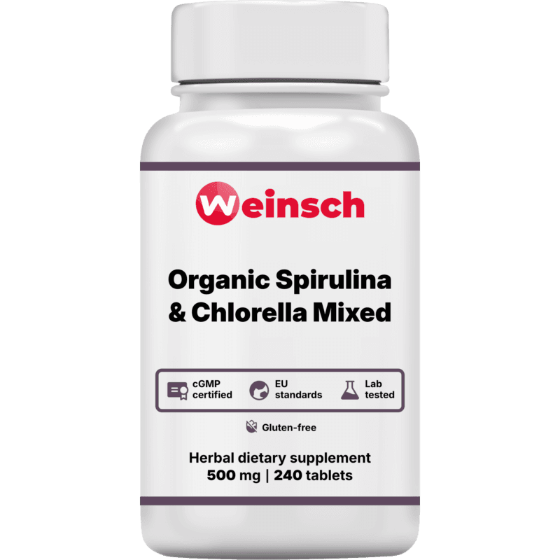 Organic spirulina chlorella mixed packaging bottle.png