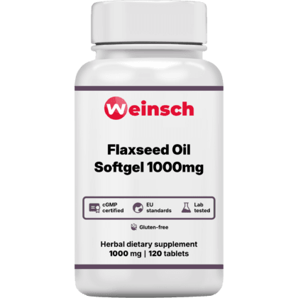Flaxseed oil softgel 1000mg packaging bottle WHE.png