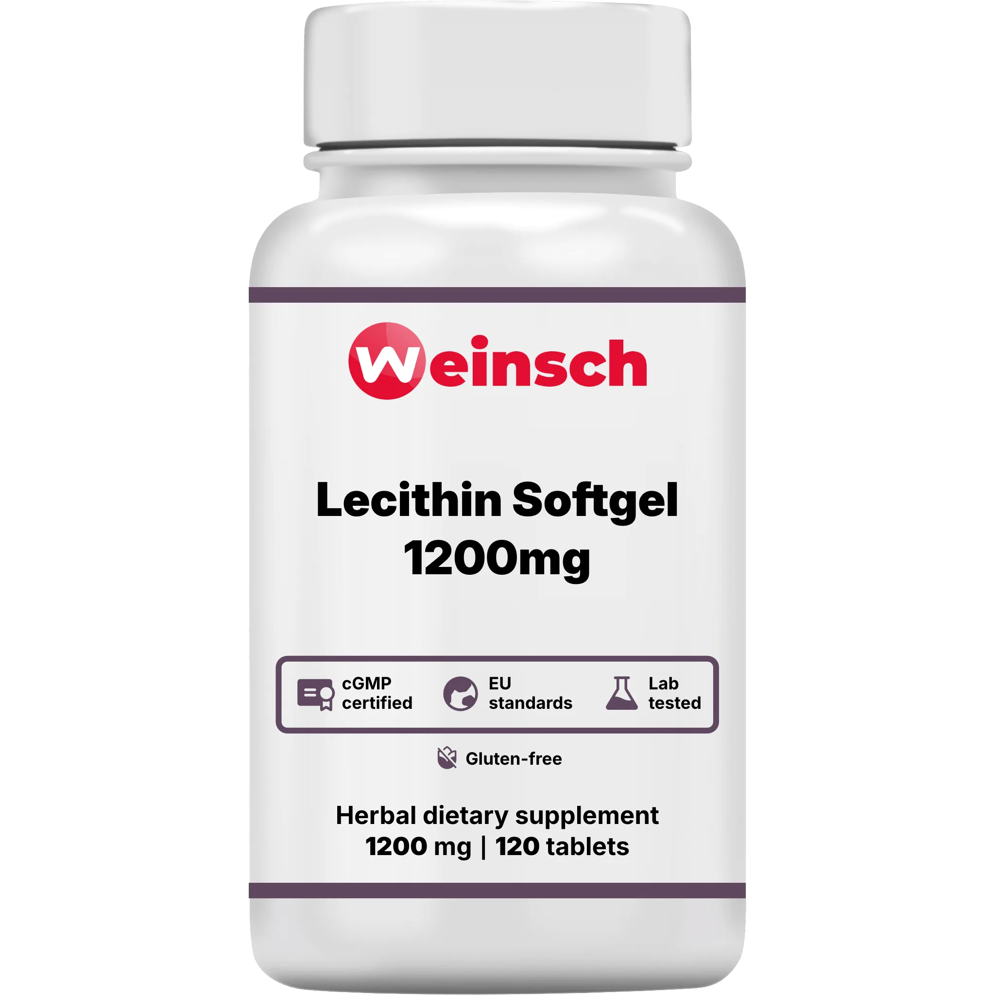Lecithin softgel 1200mg packaging bottle WHE.png