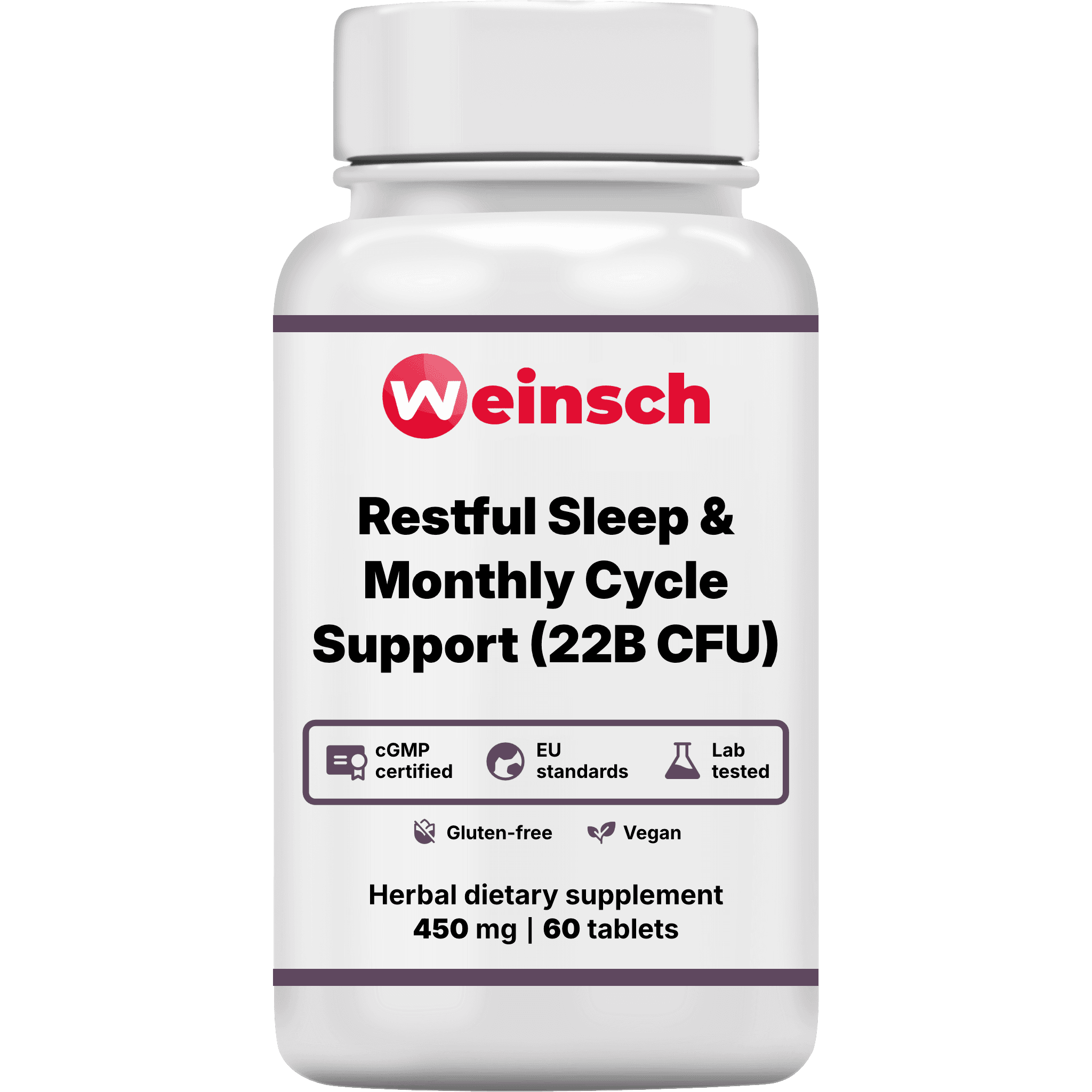Restful sleep monthly cycle support 22b cfu packaging bottle WHE.png