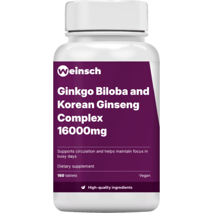 Ginkgo biloba and korean ginseng complex 16000mg packaging bottle.png