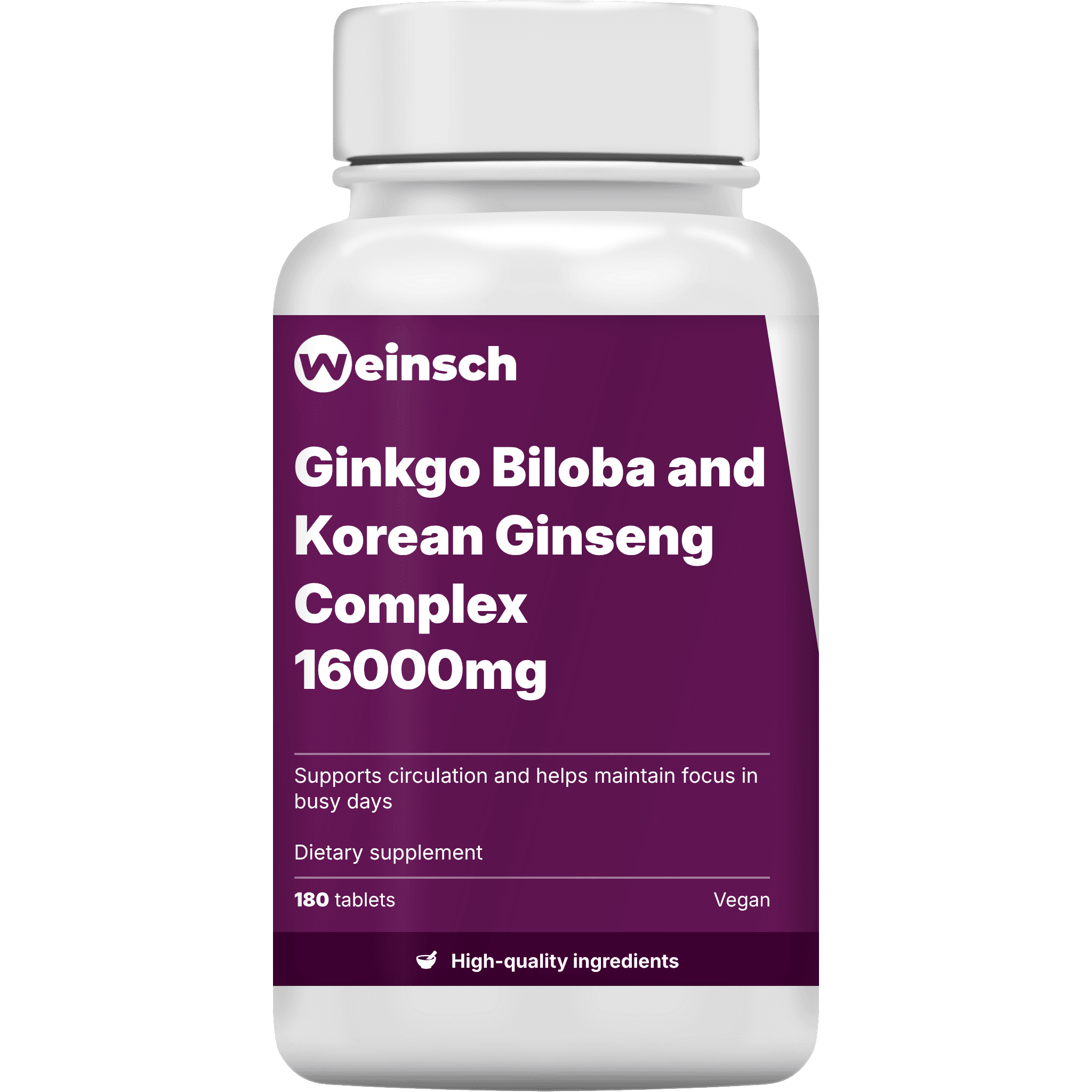 Ginkgo biloba and korean ginseng complex 16000mg packaging bottle.png