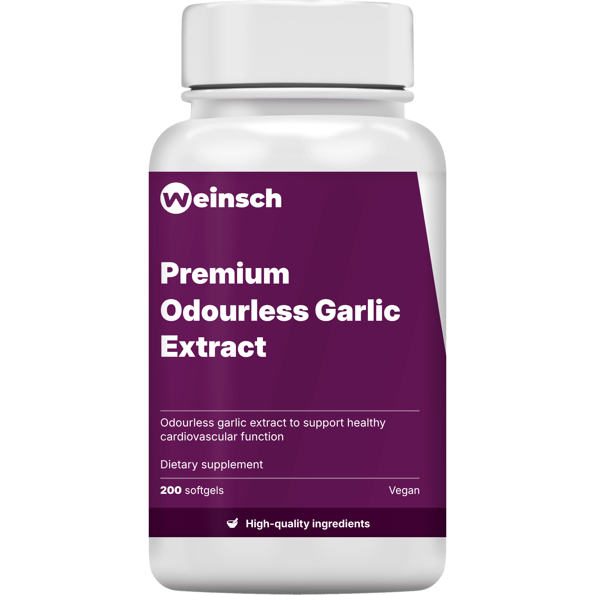 Premium odourless garlic extract packaging bottle.png