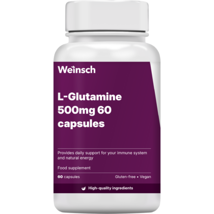 L glutamine 500mg 60 capsules packaging bottle.png